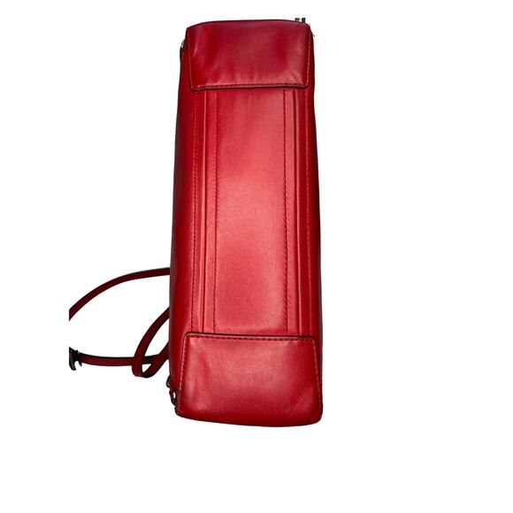 Michael Kors Sadie Large Cherry Red Leather Satchel Bag Silver Chain Hardware - Picture 11 of 16